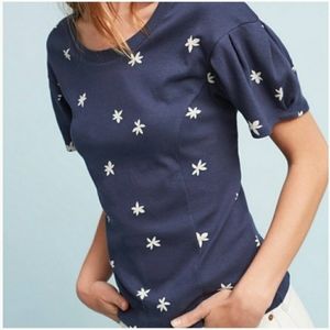 Anthropologie Navy Floral Top